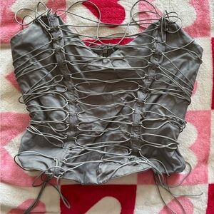 Gray Corset-Style Women's Top